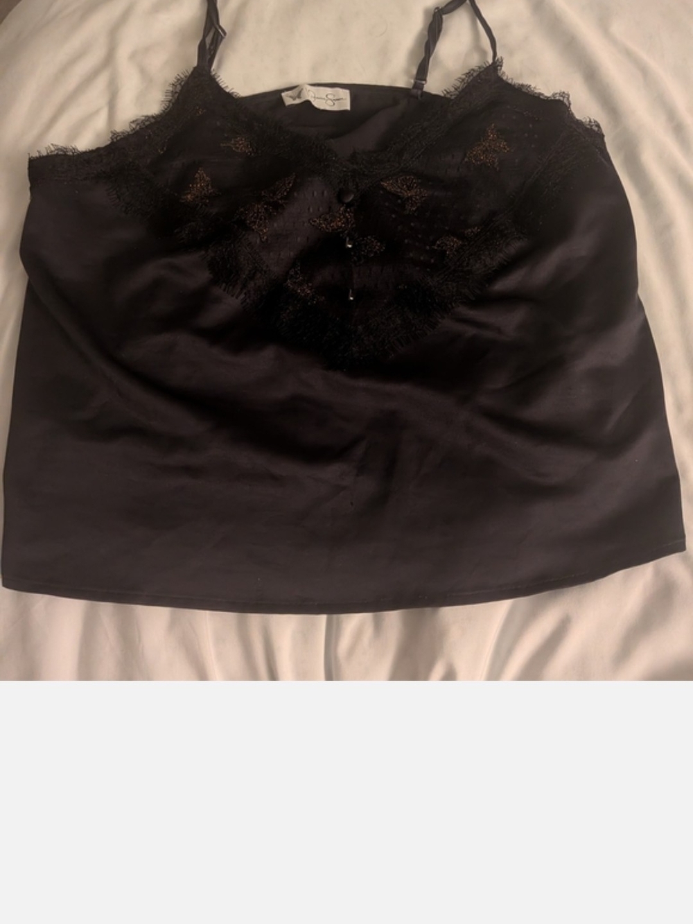 Women's Jessica Simpson Satin Black Lace-Trim Camisole